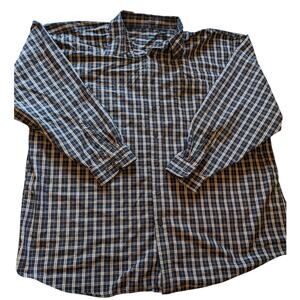 Van Heusen Studio Shirt Mens 3XLT Button Up Long Sleeve Cotton Plaid Blue Gray